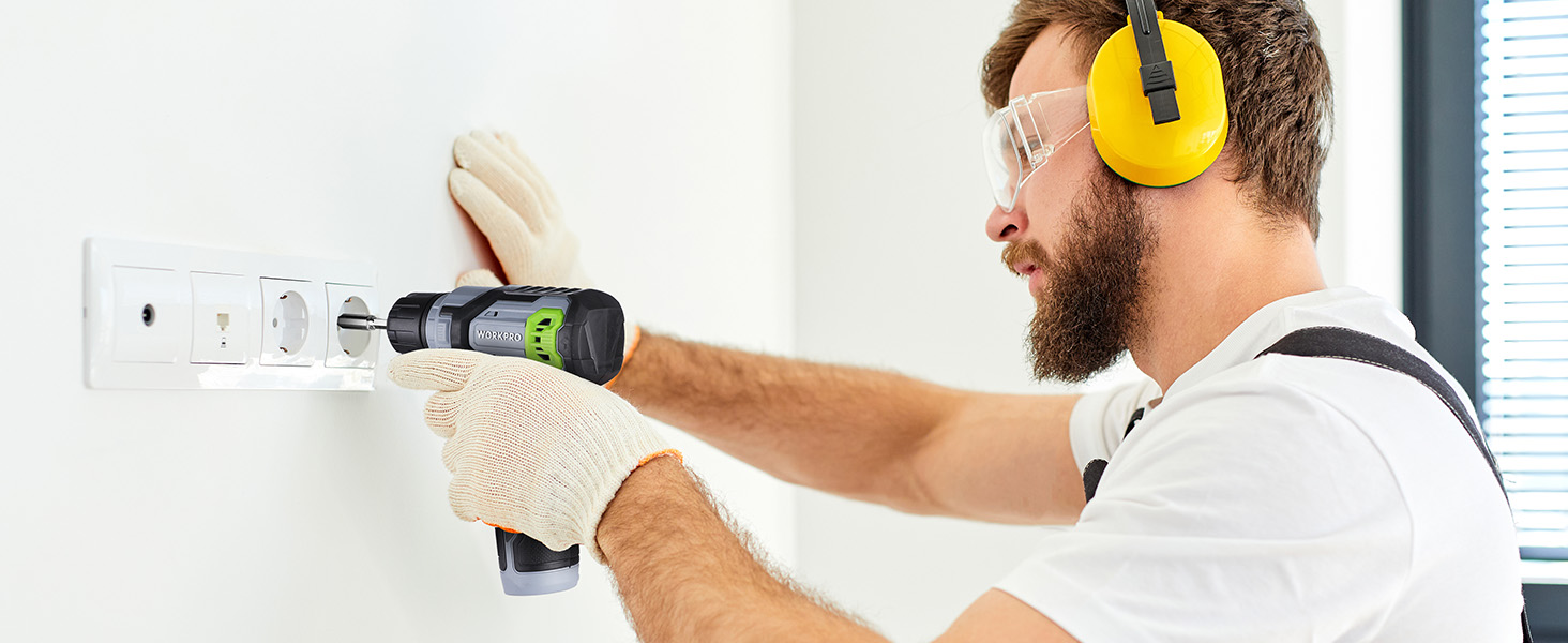 WORKPRO Акумуляторний шуруповерт 8V з набором 53 аксесуари, регульована швидкість, LED-ліхтик, для домашніх ремонтів та DIY