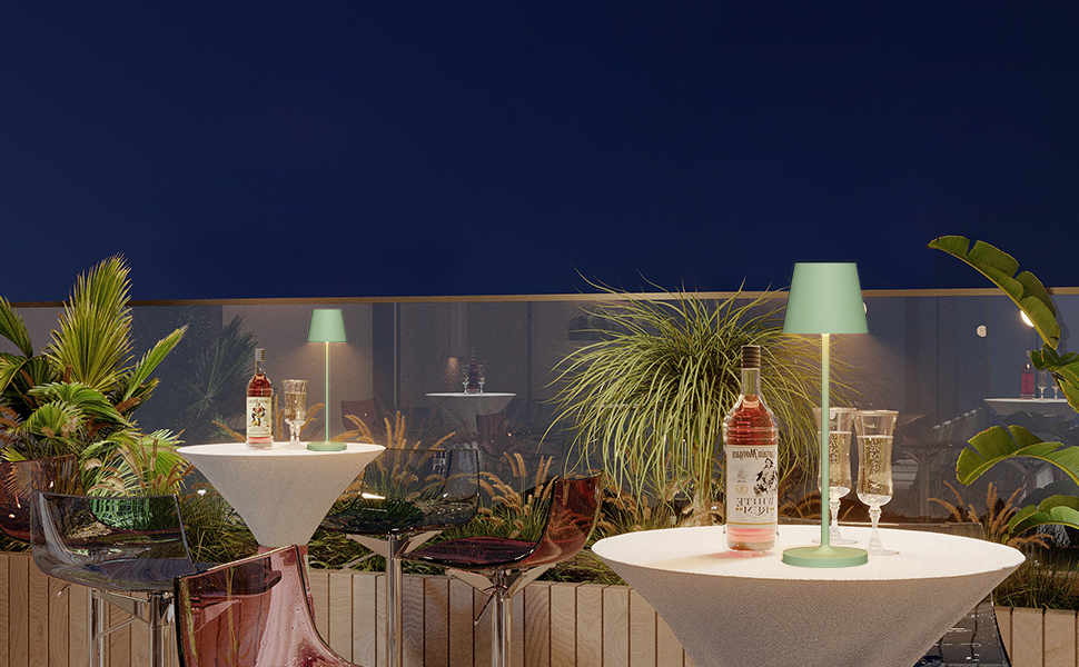 Світлодіодний акумуляторний настільний світильник K-Bright з димером, зелений (2 шт.) | Для дому та вулиці | Тепле біле світло 3000K | Зарядна станція