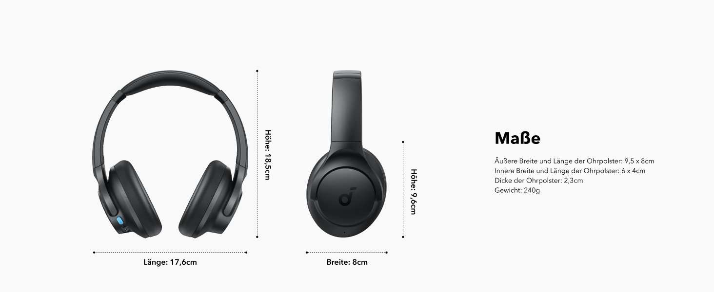 Soundcore Q11i Бездротові навушники-маніжки Anker з глибокими басами, 60 годин відтворення, Hi-Res Audio, знімні амбушури, Multipoint-з'єднання, чорний