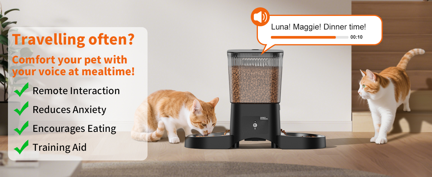 Автоматичний годівниця для котів HoneyGuardian з Wi-Fi та 2/4 мисками, 5G, чорний