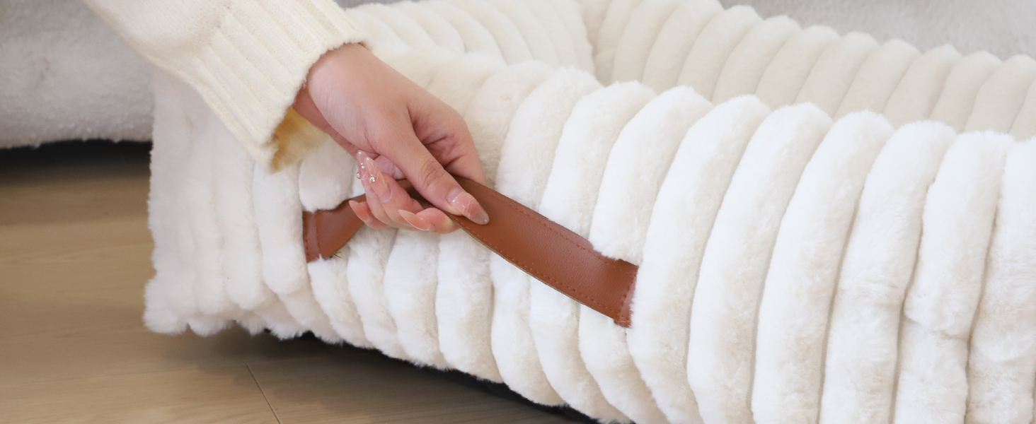 Килимок-ліжко для котів XIAPIA, м'який, 58x20 см, білий, з ортопедичним дном