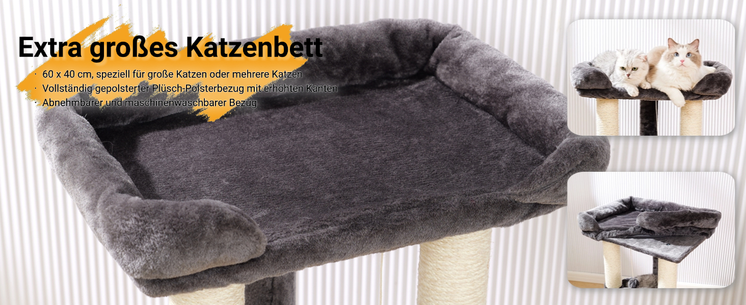 Дерево для котів Happi N Pets 71 см з лежаком та гамаком, сірий. Міцний котячий комплекс з сизалю та м'якою лежанкою.