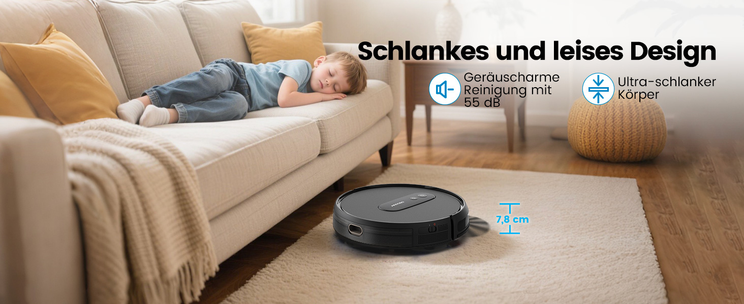 Робот-пилосос AIRROBO P25: потужність 2800 Pa, для твердих поверхонь та килимів, керування через додаток, 120 хв роботи, з пультом дистанційного керування (чорний)