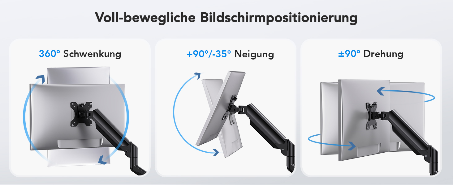 Кріплення для монітора HUANUO на 2 монітори, стабільне та ергономічне, до 32 дюймів, регульована висота, нахил та поворот, VESA 75/100, до 10 кг на кріплення