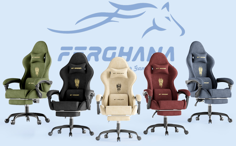 Геймерське крісло Ferghana Ergonomisch LW210: Сіре, з підголівником, підтримкою спини, підлокітниками та підставкою для ніг
