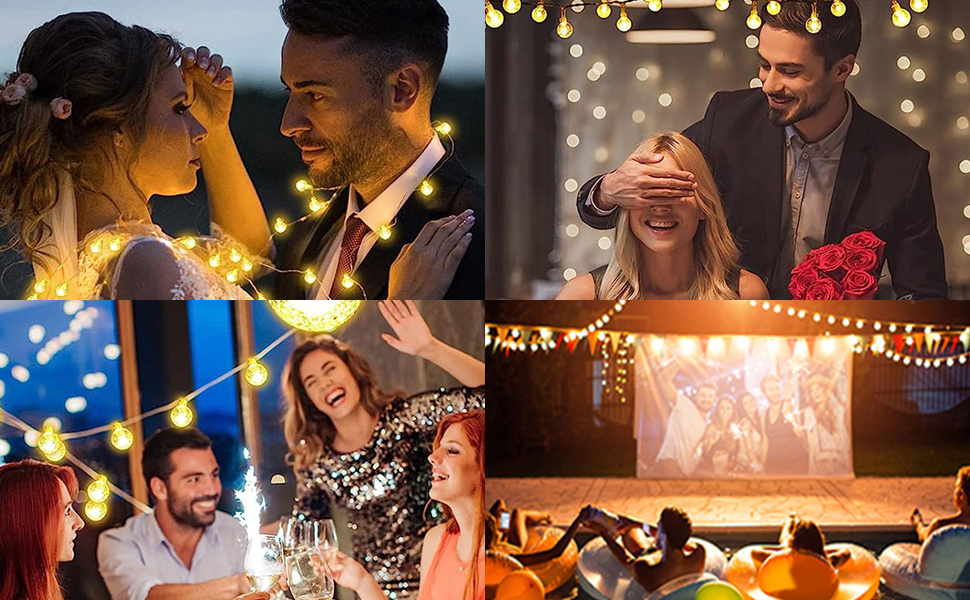 Ланцюжок вогнів RJEDL для декору: 12м, 100 LED, кулі, 8 режимів, IP67, пульт, тепле світло, для дому та саду