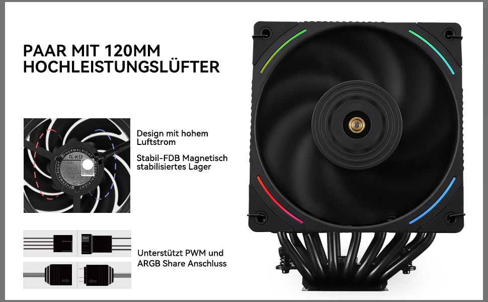 TR Phantom Spirit 120 EVO: Повітряний кулер для CPU з цифровим дисплеєм, 7 теплових трубок, сумісний з AM4/AM5/Intel lga1851/1700/1150/1151/1200/2011