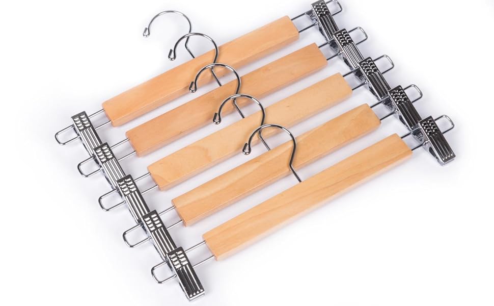 Дерев'яні вішалки для одягу Amber Home, 10 шт., 36 см, білі. Міцні, з антиковзними кліпсами та поворотним гачком. Підходять для штанів, шортів, спідниць, шкарпеток та нижньої білизни.