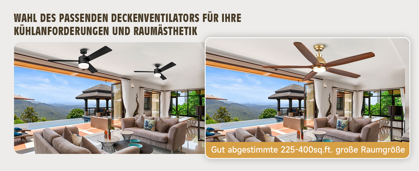 Дзеркальний вентилятор для стелі з дерева, без освітлення, з пультом керування, тихий, для вологого приміщення, 132 см (52 дюйми), коричневий, 5 лопатей