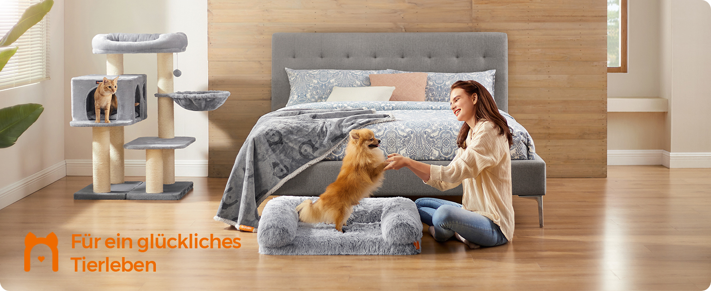 Feandrea FluffyHug лежанка для собак, розмір M, м'яка подушка для собак, килимок для мініатюрних та маленьких собак, лежанка-софа з ноппенового пінополіуретану, знімний та пральний чохол, 76 x 58 x 19 см, Ombré-Grey PGW231G01V1 M