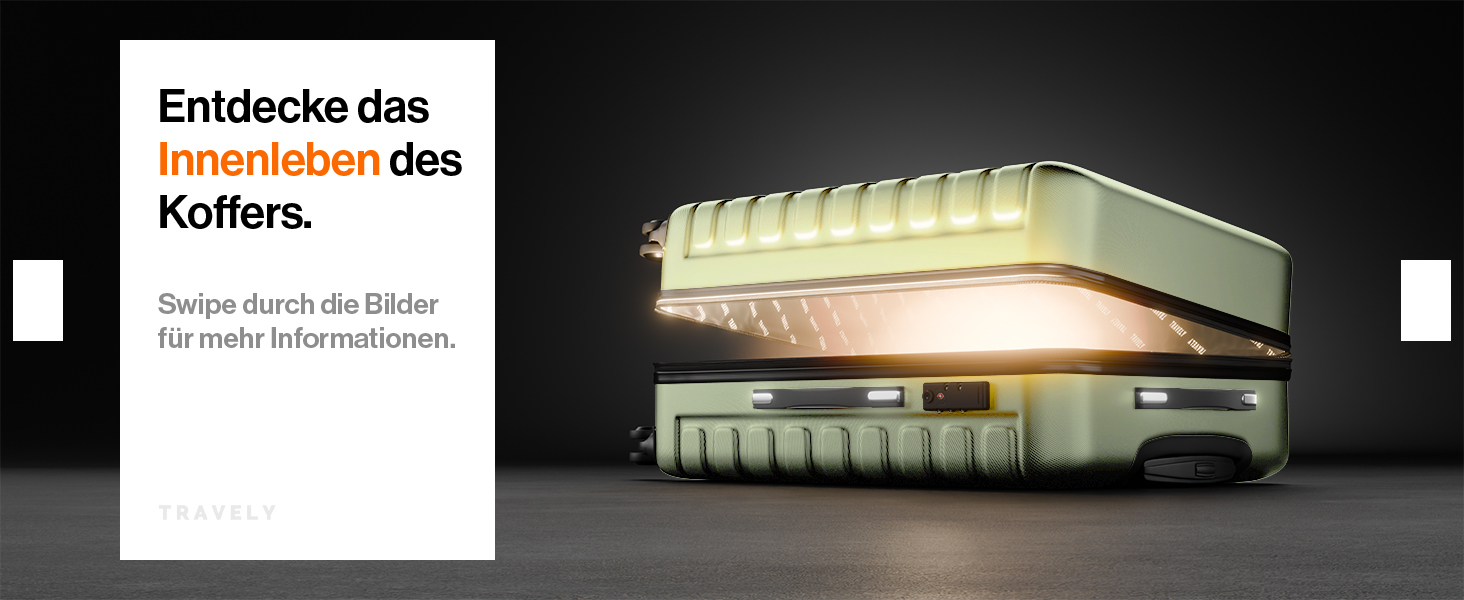 Чемодан Travely з полікарбонату, 67 см, 60 л - міцний валіза з TSA замком, зручні колеса, колір: туманно-зелений