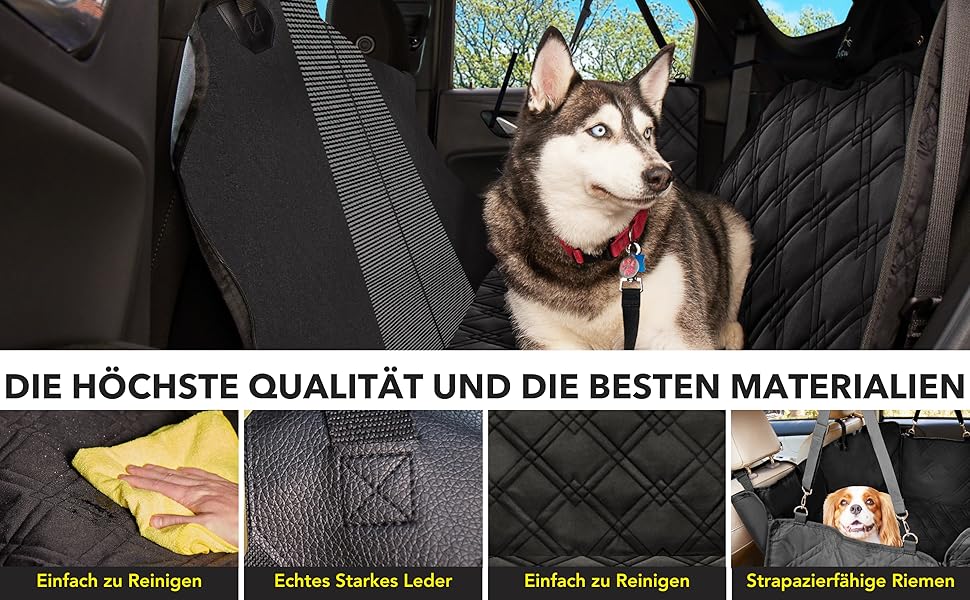 Meadowlark® Автоковдра для собак на заднє сидіння - Водостійка, повна комплектація, сітчасте вікно, захист від шерсті, бруду та подряпин, 2 чохли на підголівники, XL, Чорний (152.5 x 162.5 см)