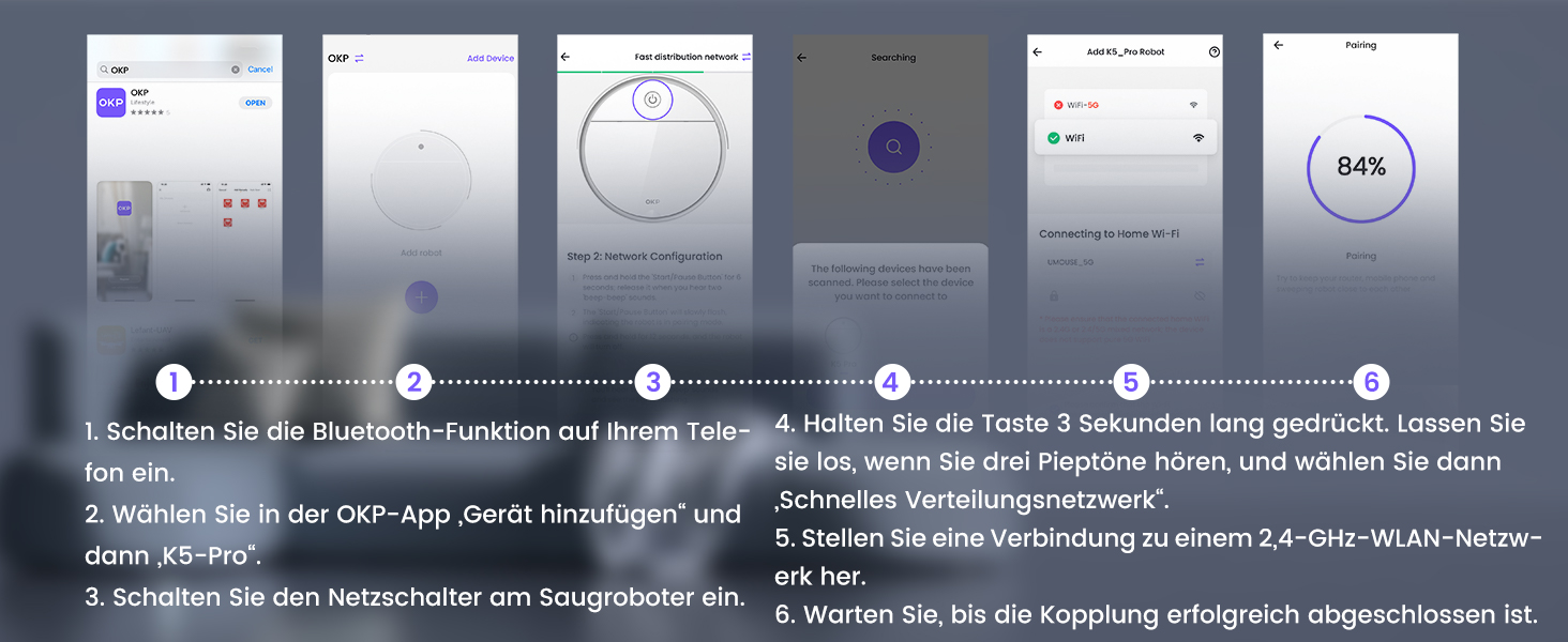 Робот-пилосос OKP K5 Pro: потужність 5000Pa, навігація, HEPA-фільтр, Wi-Fi, для тварин, килимів, твердих підлог