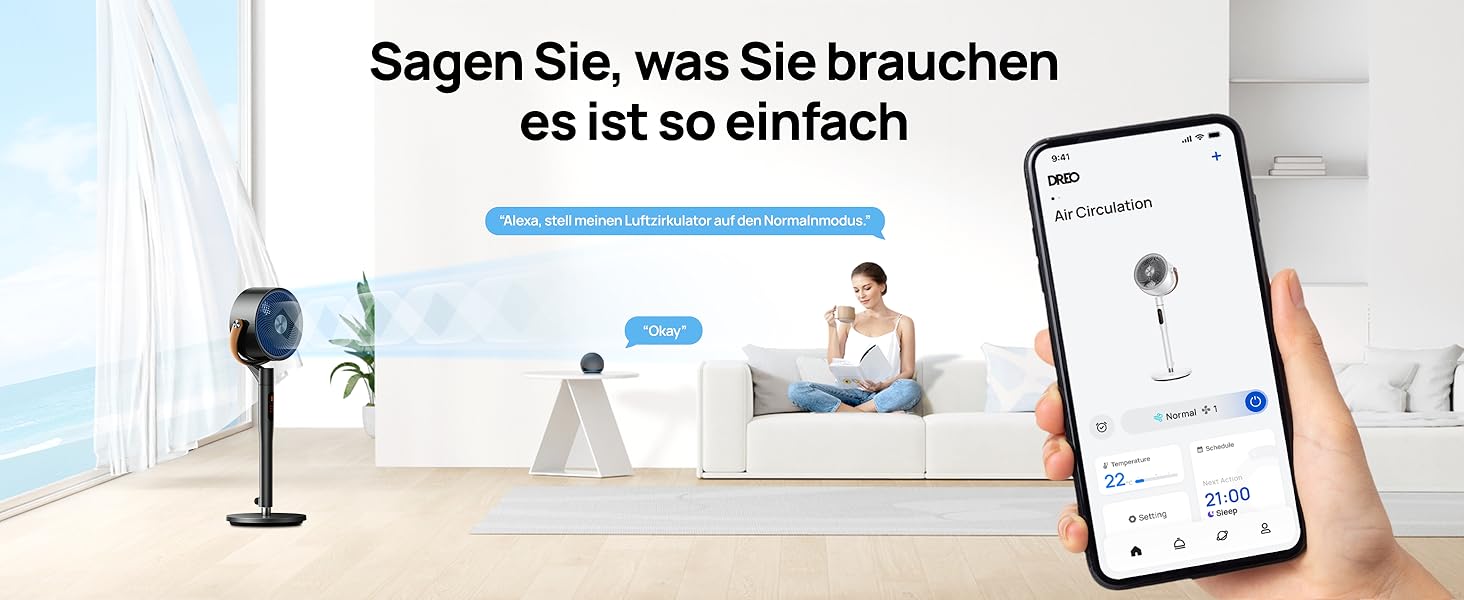 Dreo PolyFan 513S: Тихий розумний вентилятор з широким охопленням та 6 режимами