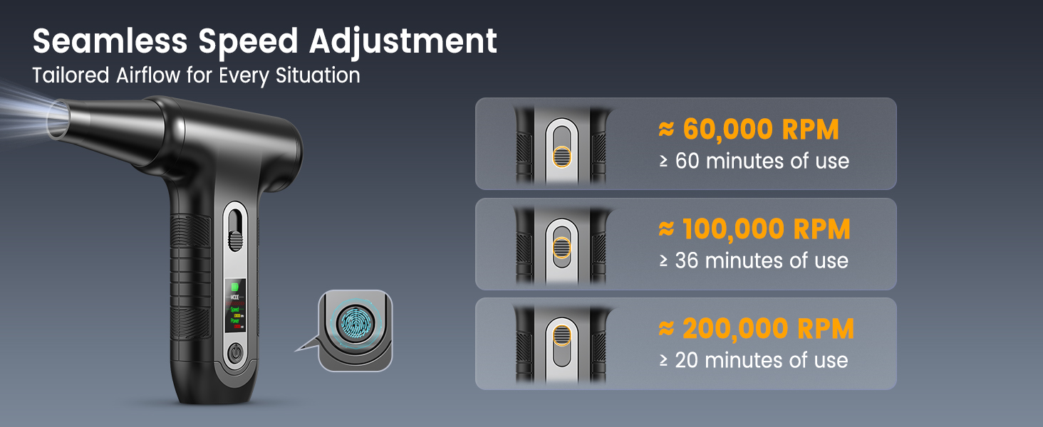 Електричний пилосос для повітря з HD-дисплеєм - Air Duster 200000 RPM з LED-підсвічуванням, міні-пилосос на акумуляторі, спрей стисненого повітря для чищення ПК, повітряний пилосос для клавіатури, дому, авто, W06 (чорний)