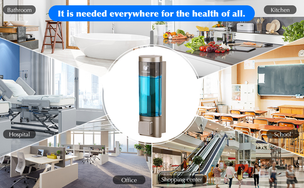 Дозатор для мила настінний без свердління REAQUE, 200 мл, для душу, шампуню, дезінфікуючого засобу, мила, золотий