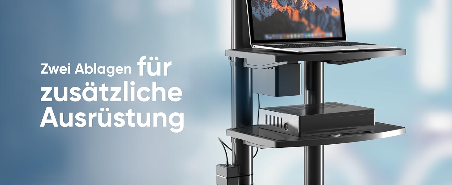 ONKRON Electric TV Stand with Wheels - Adjustable Height, 50-100 Inch TVs, 130kg Capacity, VESA 1000x600 - Black TS1991E-B