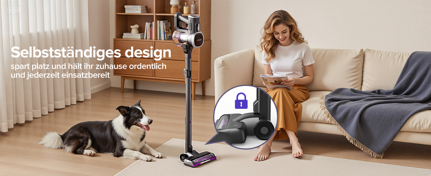 Бездротовий пилосос Lubluelu: легкий, тихий, з LED-дисплеєм та складним трубою. Потужне всмоктування для шерсті тварин, килимів, твердих поверхонь та авто (чорно-фіолетовий)