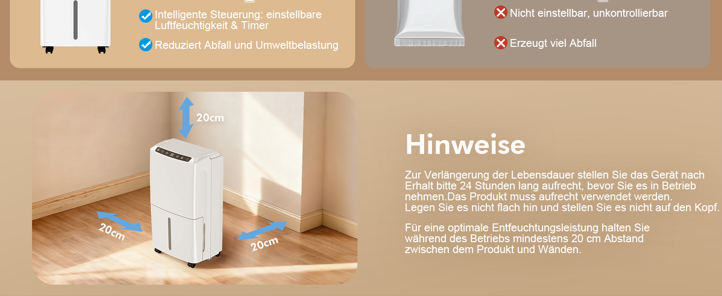 Електричний осушувач повітря 12л, тихий осушувач для дому з функцією сушіння білизни, Smart-режим, автоматичне регулювання вологості, 1м шланг, 24H таймер, для квартири до 120 м², гарантія 10 років