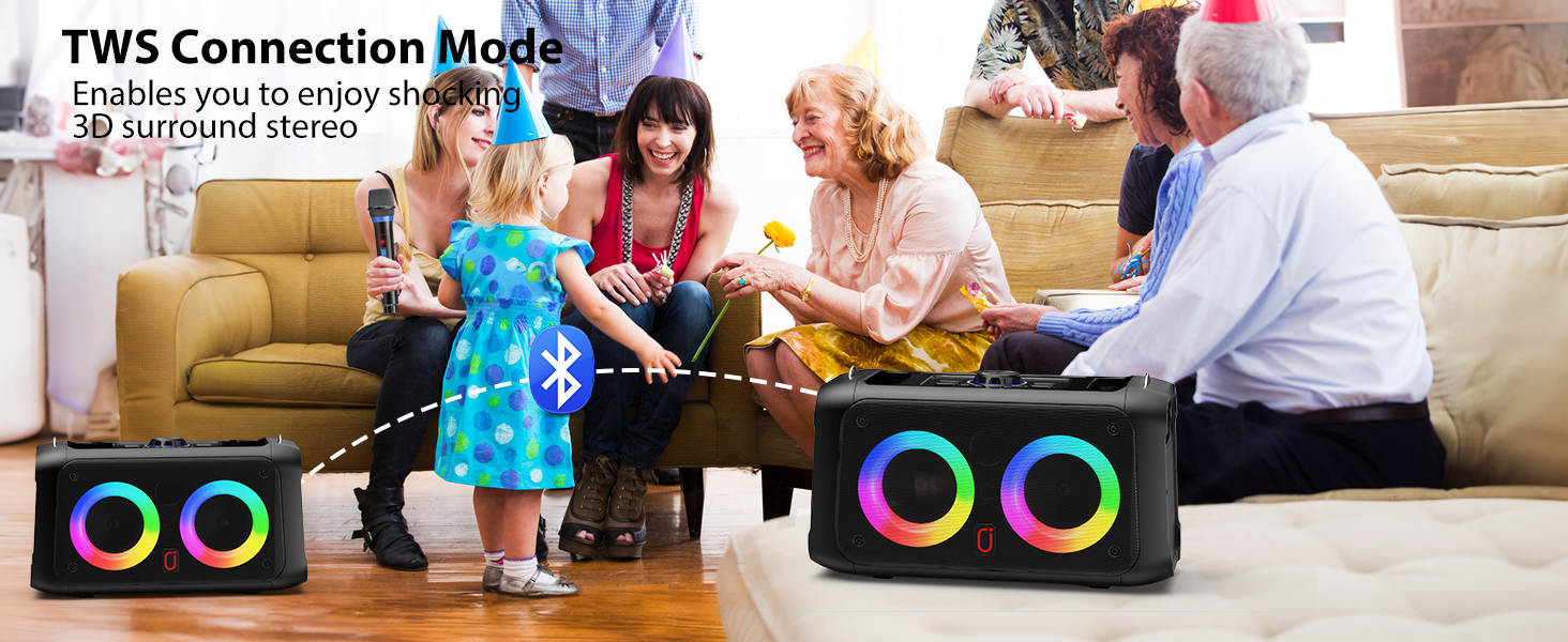 Караоке-машина JYX з 2 бездротовими мікрофонами, портативна Bluetooth-колонка для дорослих та дітей, PA-система, підтримка TF-карт/USB, AUX-вхід, TWS, модель T22T