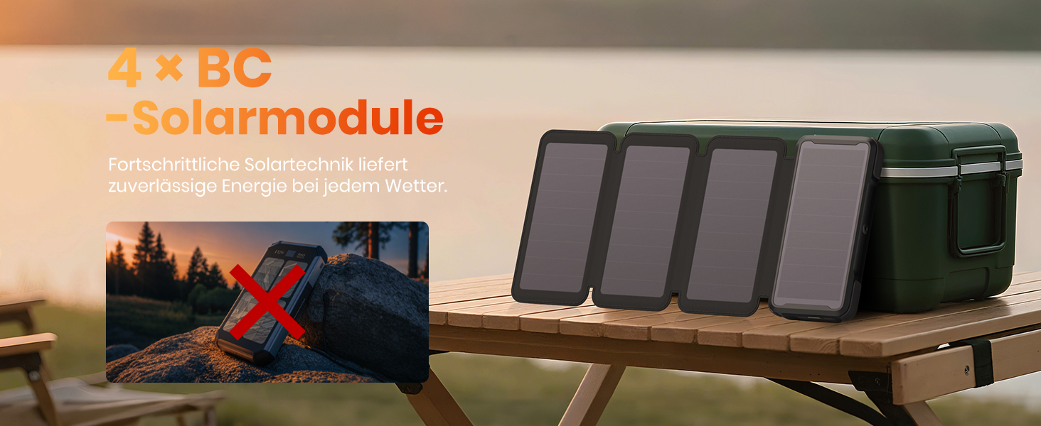 Power Bank Bilivein 25000mAh з сонячною зарядкою, 3 кабелі, 20W, LED, USB-C, для активного відпочинку