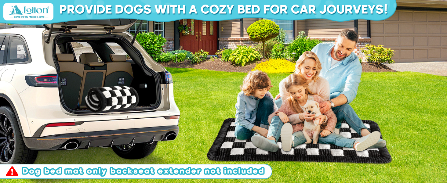 Килимок для собак у машину Loiion, захист заднього сидіння, чорно-білий, 127x62.5 см