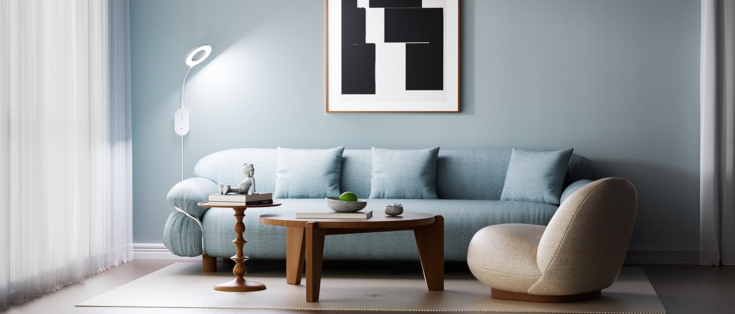 Світлодіодна настінна лампа для читання з USB, 10 Вт, 4 режими кольору, димування, функція пам'яті, таймер автовимкнення, біла