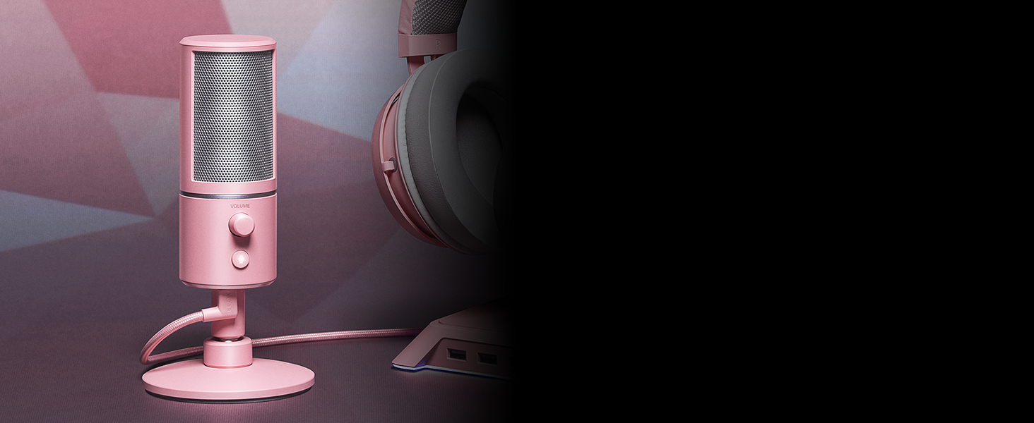 Razer Seiren X для PlayStation – USB конденсаторний мікрофон для стрімінгу PS4/PS5 (чорно-блакитний). З амортизатором, суперкардіоїда, кнопка вимкнення звуку