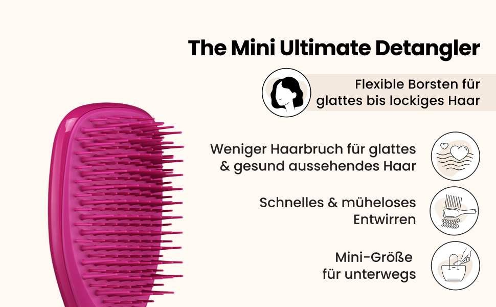 Тізер Тангл Ultimate Detangler: щітка для волосся, розплутує та зменшує пошкодження, міні-щітка для подорожей, маленьких рук та всіх типів волосся, колір Millennial Pink