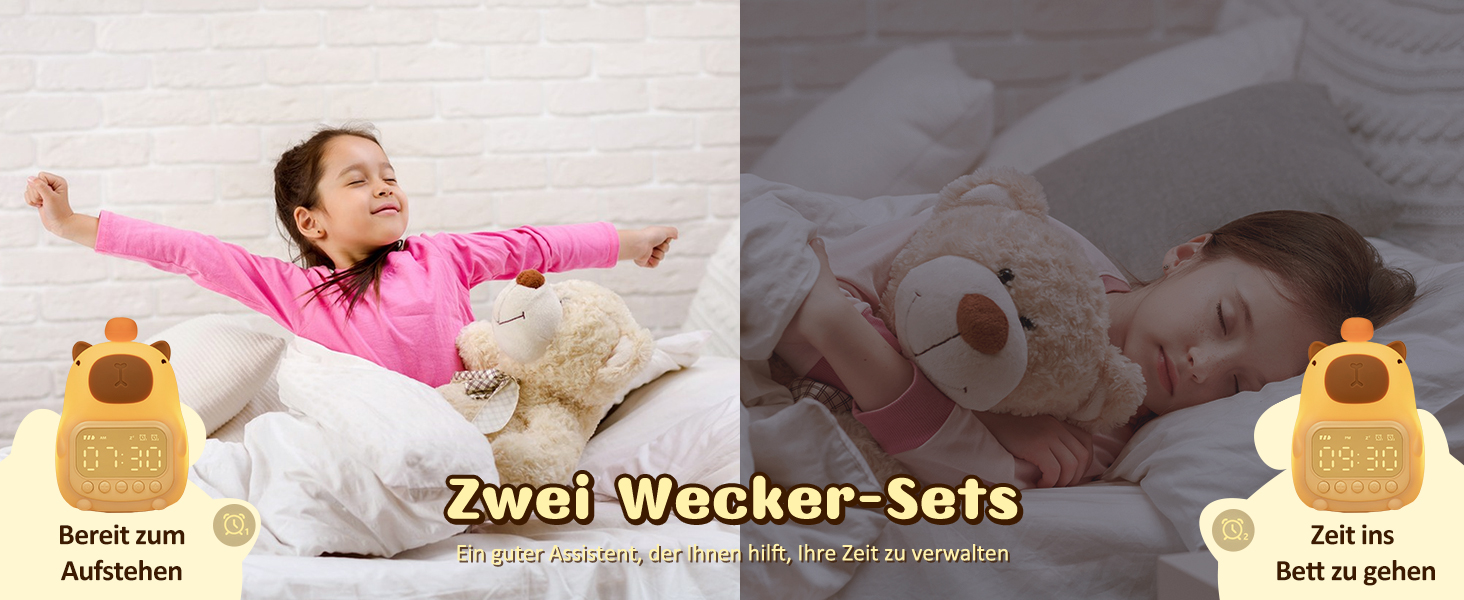 Capybara Alarm Clock with Night Light for Kids, 7 RGB Colors Cute Alarm Clock for Bedrooms, Ok to Wake Alarm Clock, Silicone Animal Table Lamp for Teenagers, Girls and Boys