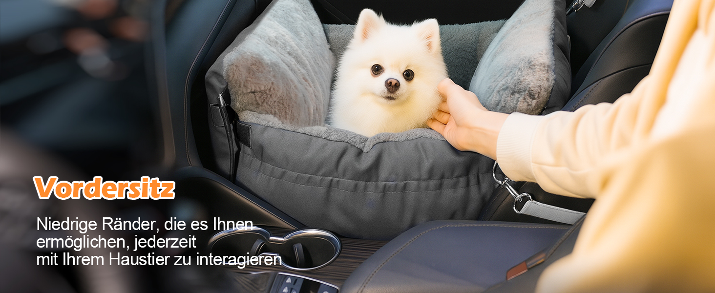 Автокрісло для собак 3-в-1 з переносною ліжком для маленьких собак – зручне автокрісло з розкладною поверхнею, м'яким матрацом, для переднього або заднього сидіння, внутрішнє та зовнішнє (02-Сірий)