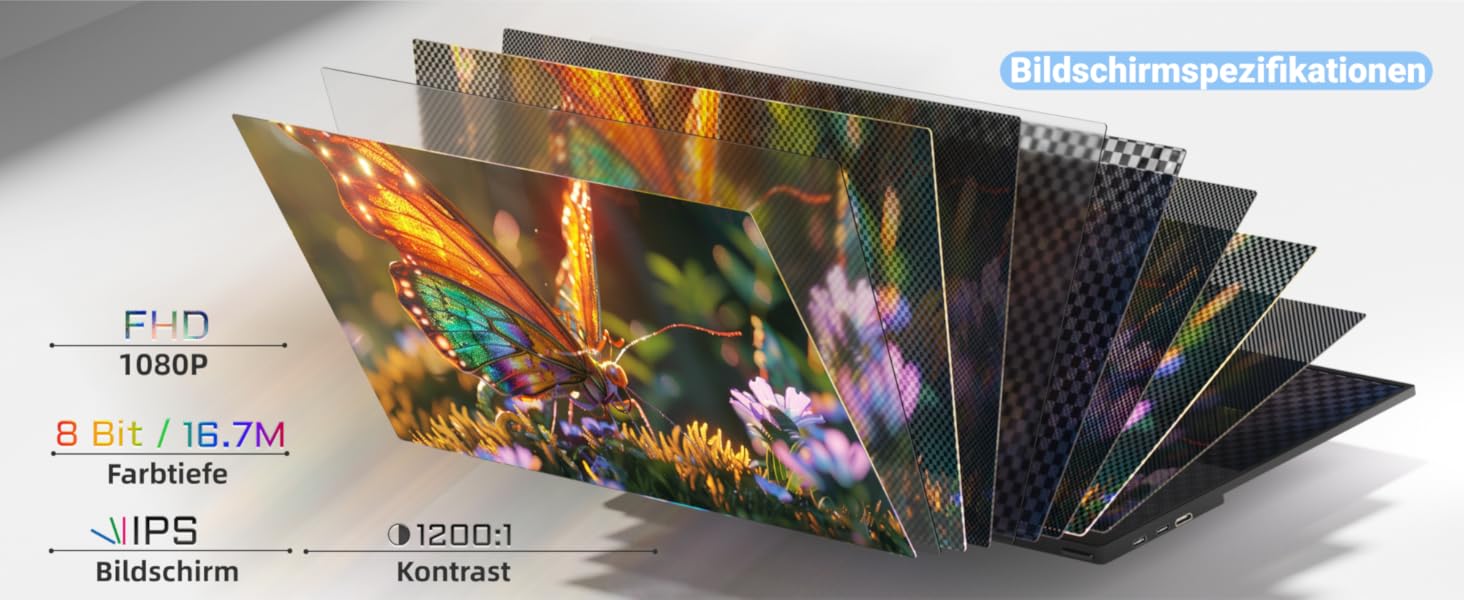 Портативний монітор Ingnok 15.6 дюймів, FHD 1080P IPS з підставкою, для ноутбука, ПК, Mac, PS3/4/5/X-box, USB-C & HDMI, 15.6 (підставка)