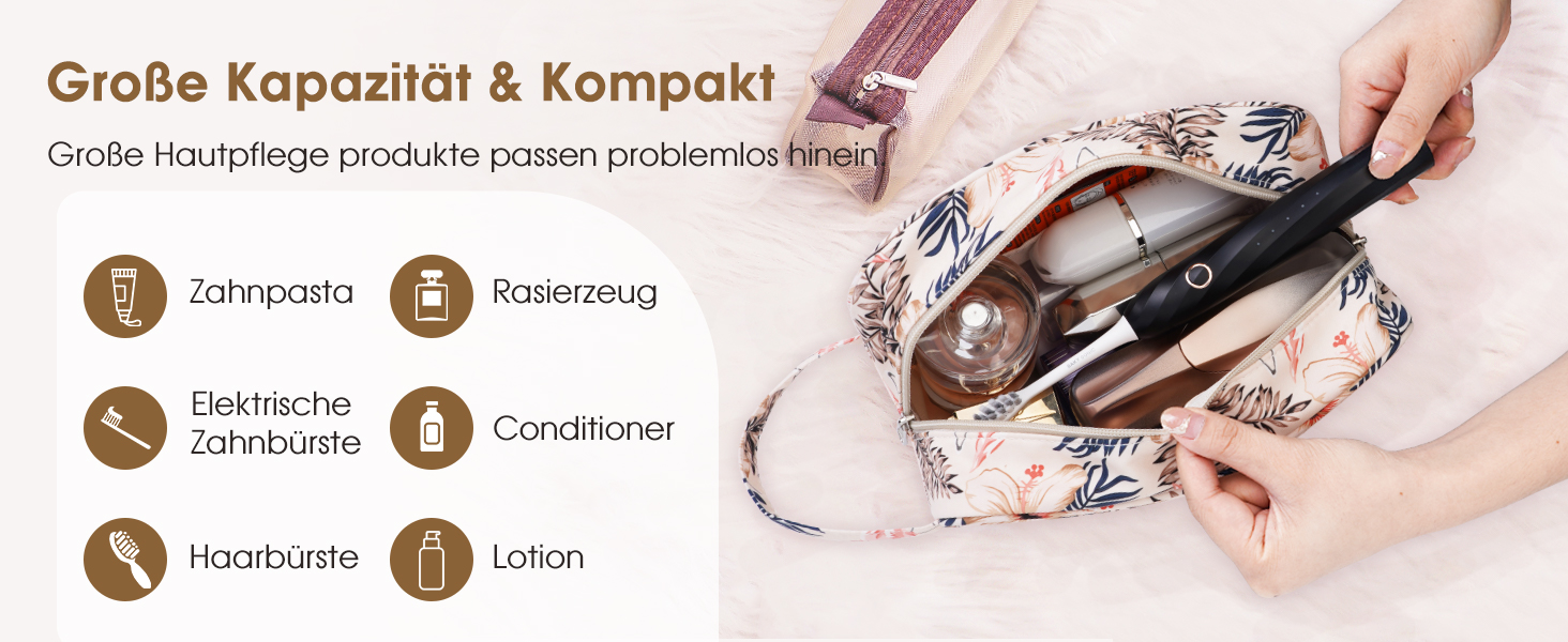 Чоловічий туалетний набір Narwey: водонепроникний, міцний, з багатьма відділеннями, для подорожей (чорний, бежевий з фламінго)