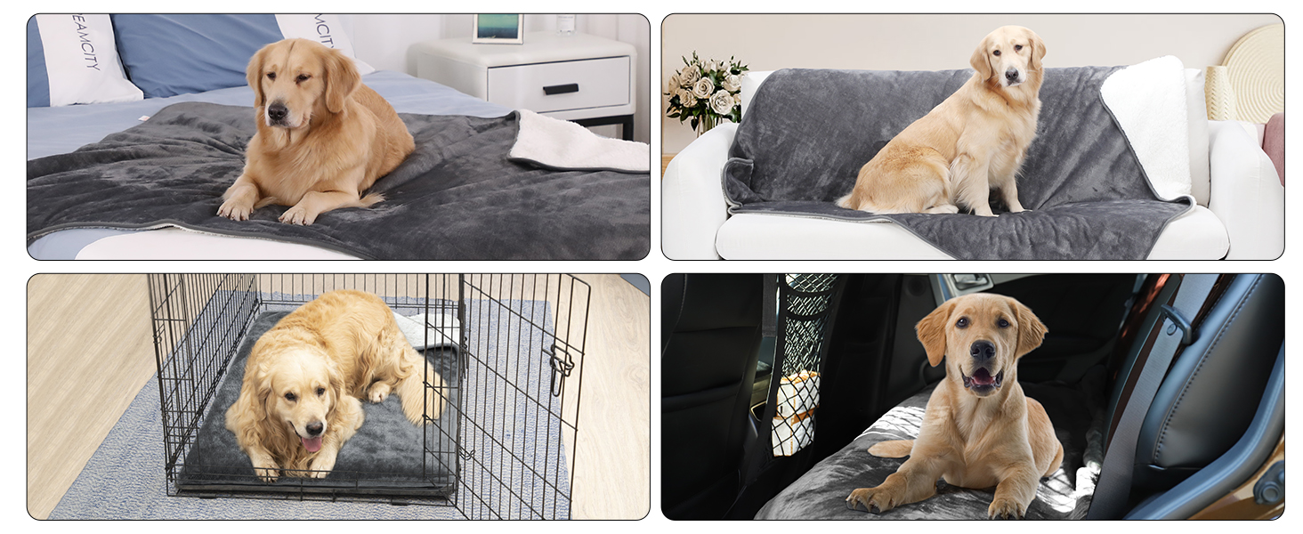 PETTOM Плед для собак та котів, водовідштовхуючий, м'який флісовий підстилку, 152 x 127 см (Сірий)