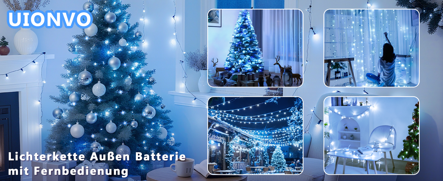 Ланцюжок прикрас LED 10м, 100 світлодіодів, тепле біле світло, з таймером, вологостійкий, для декору на Різдво, весілля, свята, балкона, саду