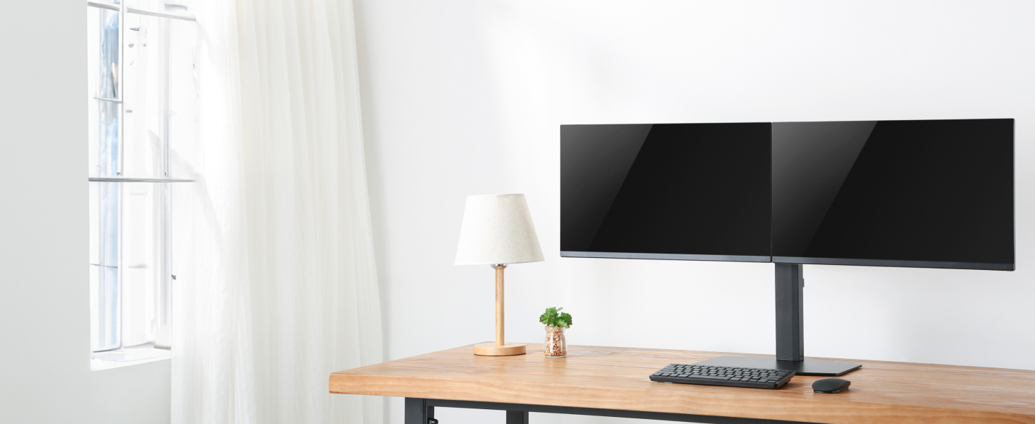 Підставка для монітора RICOO TS4111 для 2 моніторів, газ-амортизатор, 13-27 дюймів