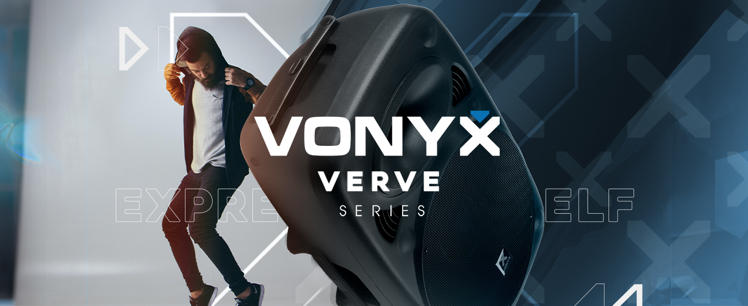 Vonyx Verve46 - портативна акустична система для вечірок, Bluetooth, 1000W, 2 мікрофони UHF, MP3, з пультом ДУ, чорний