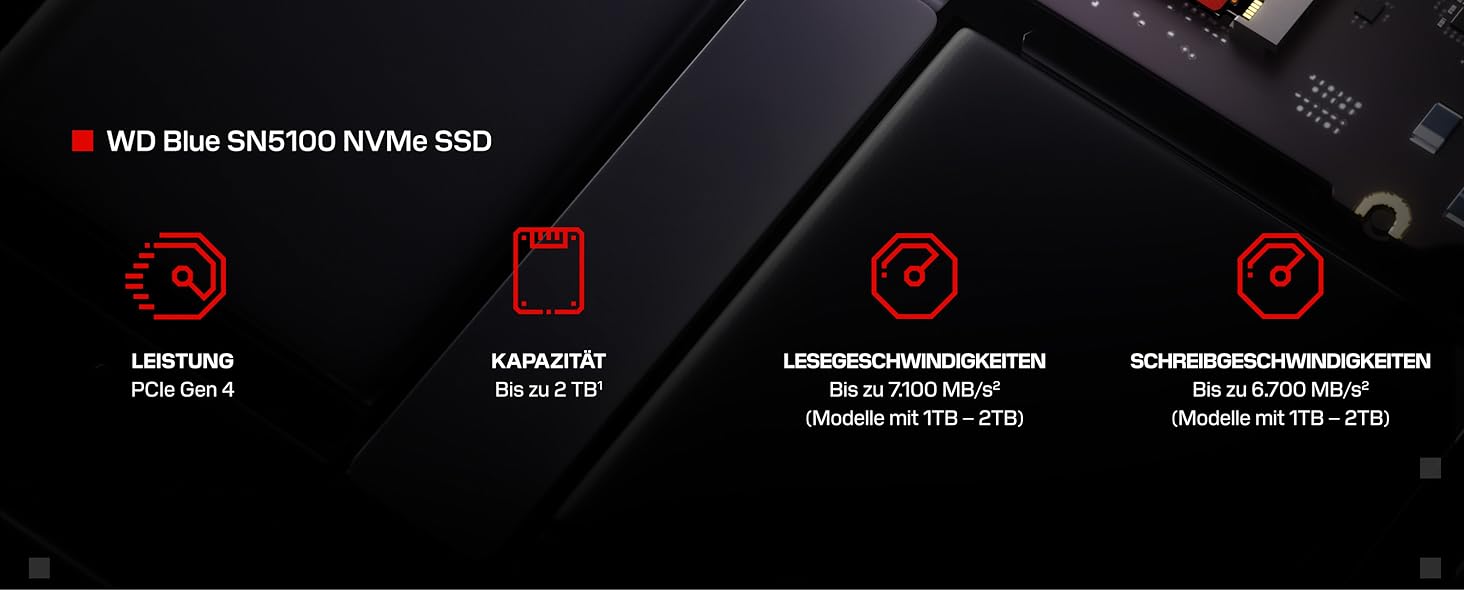 SSD WD Blue SN5100 1TB NVMe PCIe Gen 4.0 M.2 2280 - Швидкість 7100 MB/s, nCache 4.0, SanDisk 3D NAND