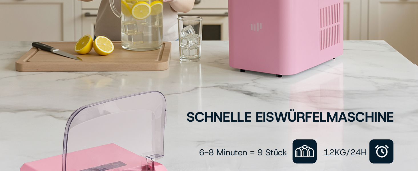 Машина для приготування льоду Upstreman BI12: рожева, автоматична очистка, для дому, кухні, офісу