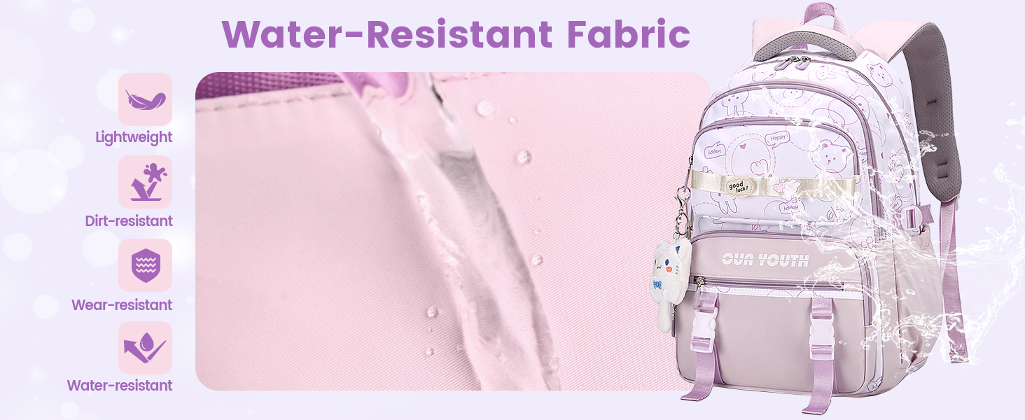 Дитячий рюкзак IvyH для дівчаток: водонепроникний, велика місткість, 2-6 клас, для школи, гімназії, університету, фіолетовий