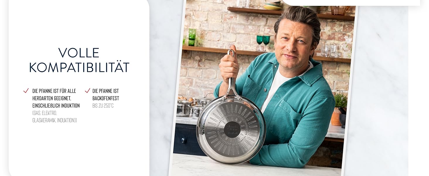 Сковорода Tefal Jamie Oliver Cook Smart 24 см з нержавіючої сталі, індукційна, з термодифузійним дном