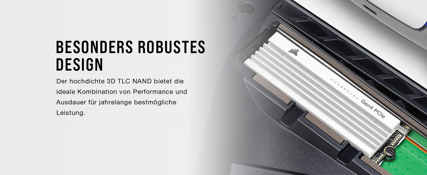 SSD Corsair MP600 PRO LPX 4TB M.2 NVMe PCIe Gen4 - Оптимізовано для PS5, 7100 МБ/с (білий)