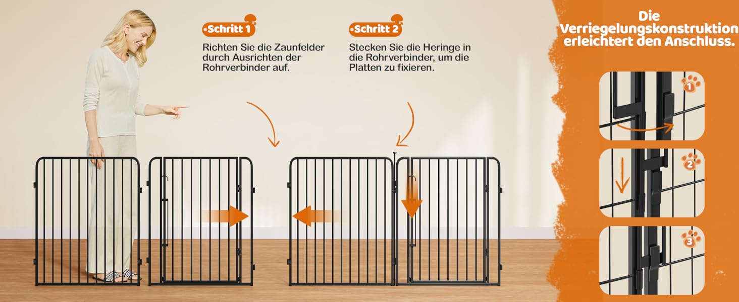 Вольєр для цуценят Yaheetech 8-секційний, 80 см, з замком, захист від подряпин, міцні металеві прути, для дому та саду