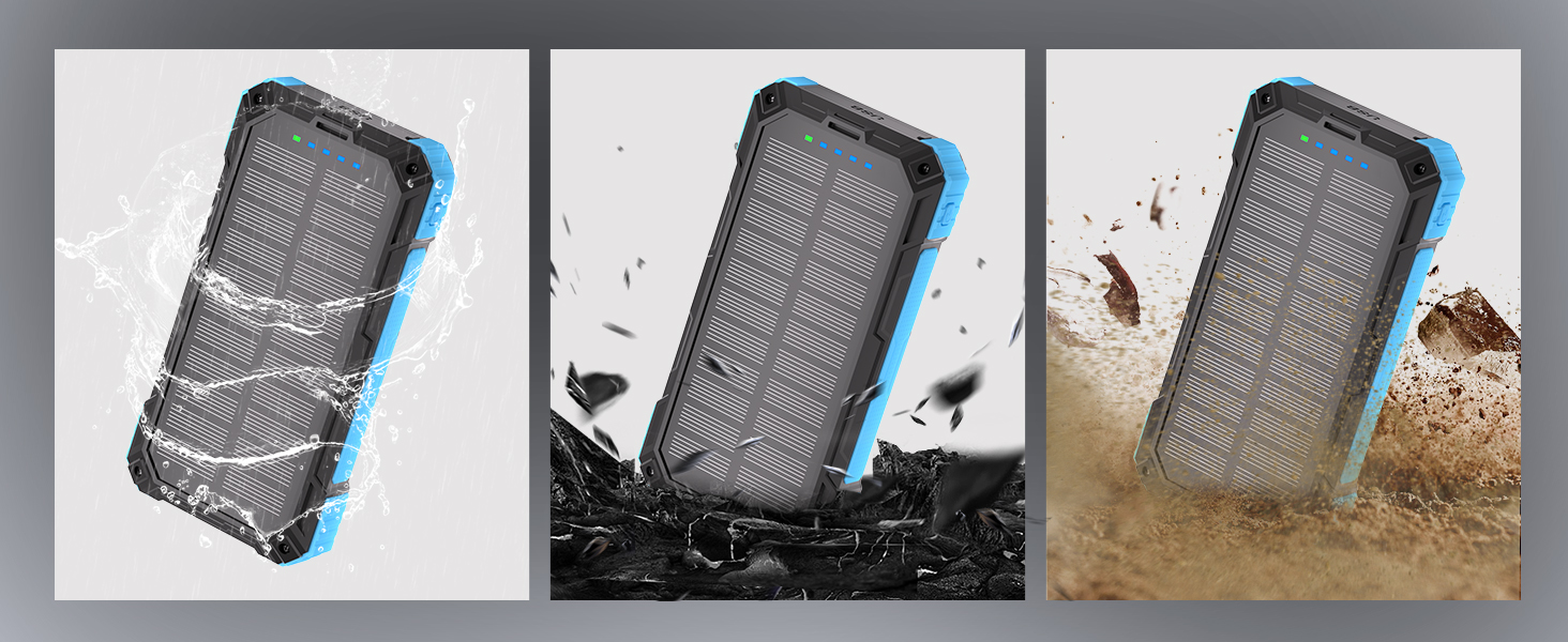 Портативний зарядний пристрій Solar Powerbank 56800mAh з бездротовою зарядкою, 30W PD, 6 виходів, ліхтарик, для кемпінгу та подорожей (Синій)