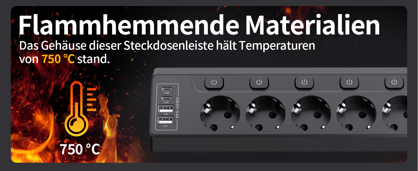 Мережевий фільтр 5-фазний з USB та LED, чорний - для дому, кухні, офісу