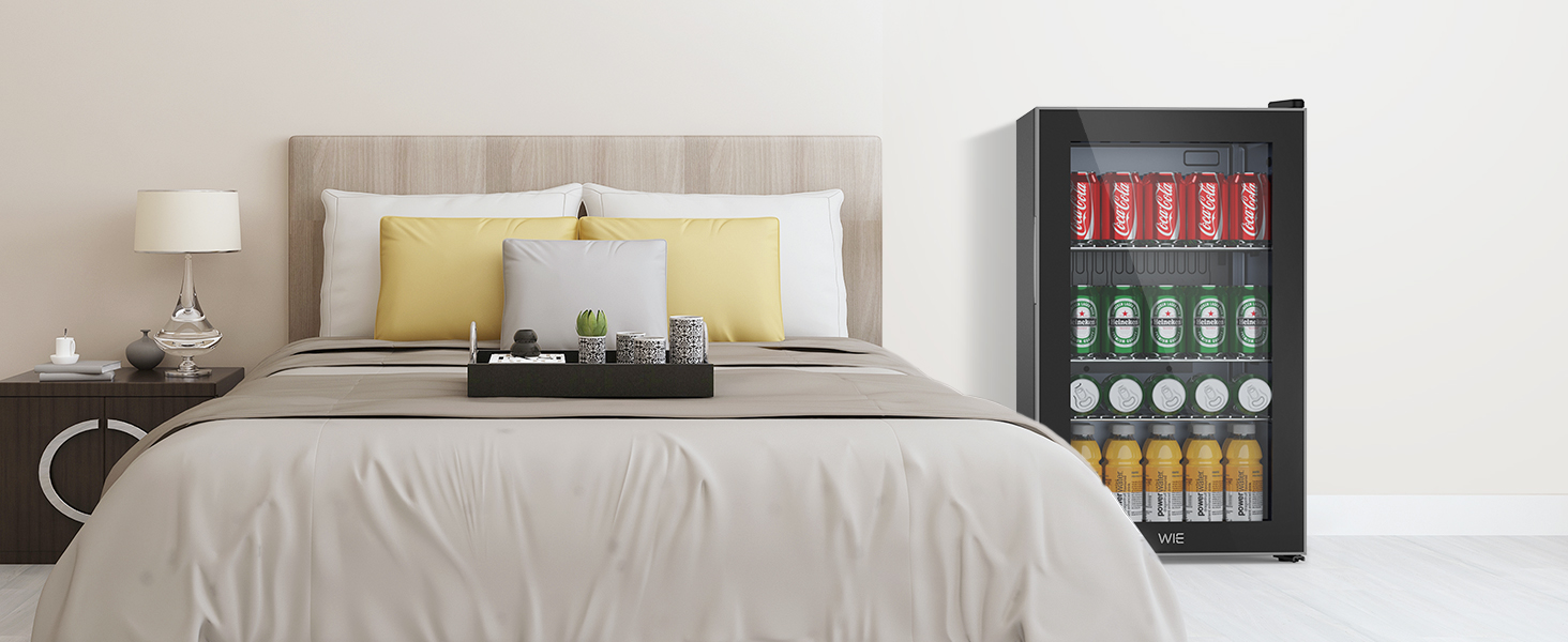 Міні холодильник WIE 70 літрів з подвійними скляними дверима, регульованими полицями для дому, кухні, бару, офісу. Для соди, пива, вина. Тиха робота, 105 доз.