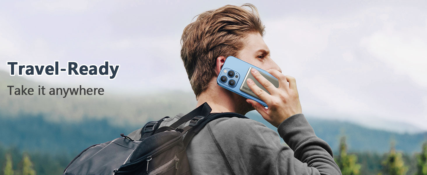 Power Bank LUCKYDUO MagSafe 5000mAh: Тонкий, Магнітний, Швидка зарядка 20W USB-C, для iPhone 15/14/13/12 Pro Max