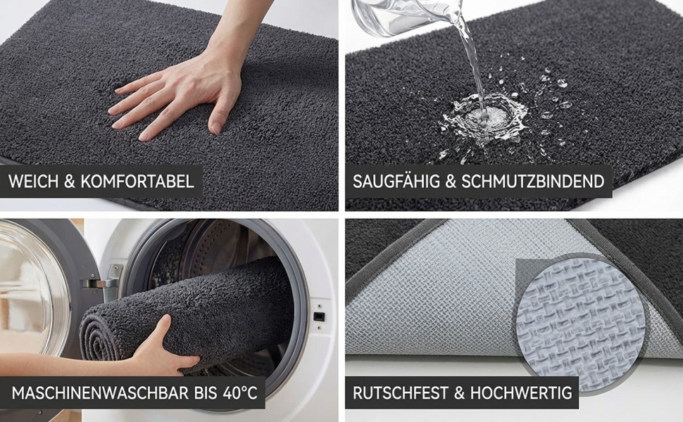 При স্বাগতний килимок 50x80 см з мікрофібри, протиковзний вологопоглинаючий килим для дому, кухні та ванної кімнати, сірий