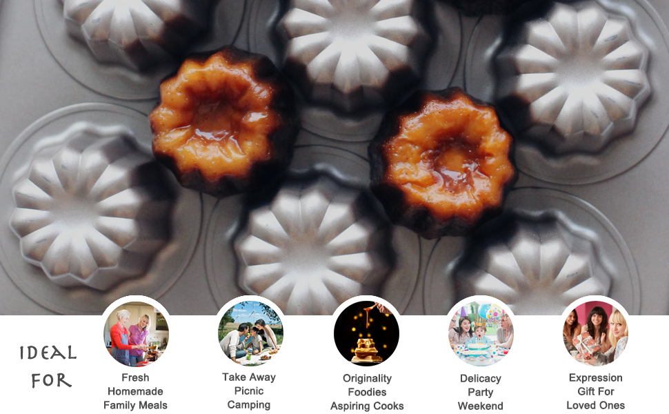 Форма для випікання канеле CHEFMADE, 6 осередків, антипригарна, для кексів і мафінів, шампань золото