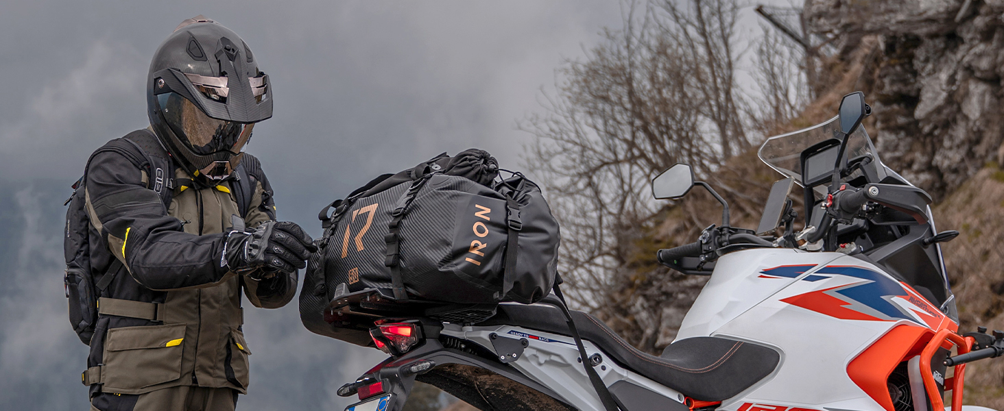 IRON JIA's Motorcycle Bag Luggage Roll Waterproof Motorcycle Rear Bag Saddlebag Travel Bag with roll-sealed shoulder straps suitable for motorcycle cycling camping watersports Black-70L